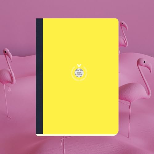 Image of flexbook Smartbook Notebook Ruled Yellow| A4 | 21x29cm | 160 pages | 70gsm Fabriano Ivory Paper | Colorful Eco Paper Cover | with Dark Blue linen spine