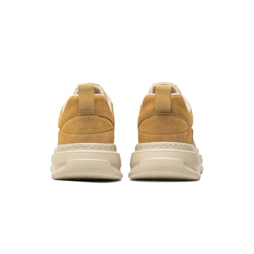 Men's Leather Lace-Up Sneakers Comfort Walking Shoes Cushioned Sole Elevator Shoes for Men Casual Skate4