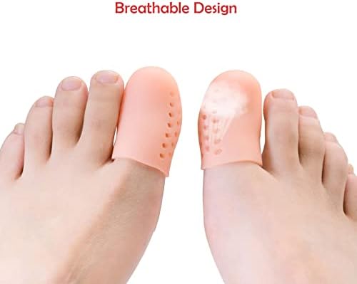 Symagalbst 10 Pcs Gel Toe Protectors Sleeve, Soft Silicone Toe Cover Caps Breathable Cuttable Toe Guards for Men Women to Prevent Ingrown Toenails, Blisters, Corns and Calluses (Beige)