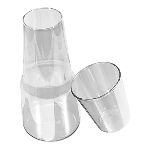 MAGICLULU 1 Juego botella de agua fria para una decantador de vino con tapa bandeja con tapa vasos de te lata cafe jarra con taza botella de vidrio de escritorio de noche Light Grey