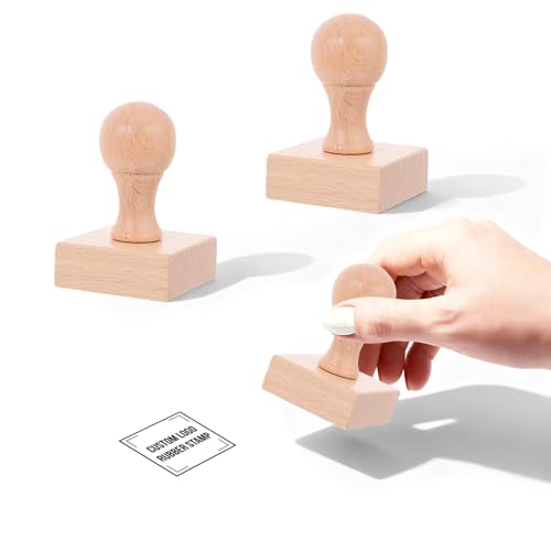 Sellos Personalizados - Sello Personalizado con Nombre y Diseño - Sellos de Madera en Varios Tamaños para Manualidades, Correspondencia y Oficina (Precinto cuadrado)