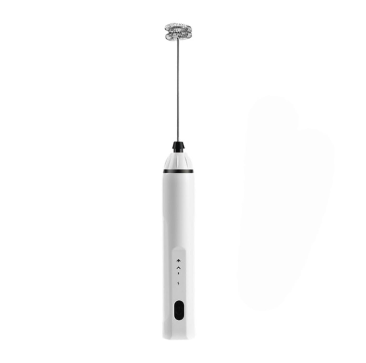 Espumador de Leche, Espumador De Leche De Mano Espumador De Batidor Eléctrico De Tres Velocidades Espumador De Leche Batidor De Carga USB Bubbler Leche para Capuchino(White)