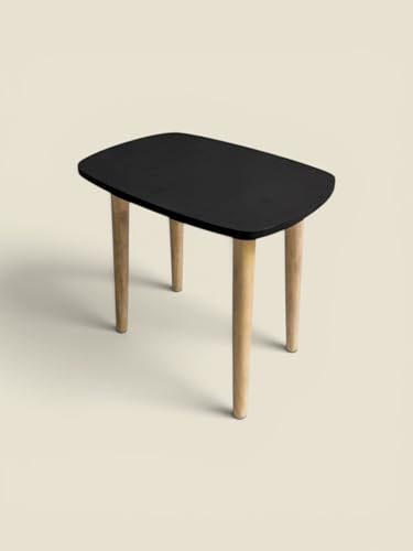 Image of Modern Rectangle Side Table with 4 Wooden Legs, Minimalist End Table /Coffee Table for Living Room, Bedside Nightstand for Bedroom, Balcony & Small Spaces