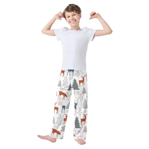Boys' Pants Christmas Trees Reindeer Winter Long Bottoms Jogger Pants Elastic Waist Trousers with Pockets S-XL2