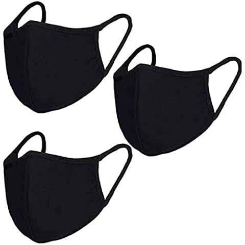 Pack 3 Dust Mouth Mask - All Cotton - Reusable Cloth Comfy Breathable Material Black Pack 3pcs Cover