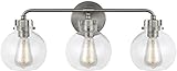 Feiss VS24403SN Clara Vanity Lights Seeded Glass, Satin Nickel 3-Light (24' W x 10' H) 225 Watts