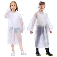 Vicloon Kids Portable Raincoat, 2 Pack Rain Poncho Kids Waterproof with Hoods and Sleeves, Reusable Rain Resistant Poncho for Camping, Emergency Situations, Travel