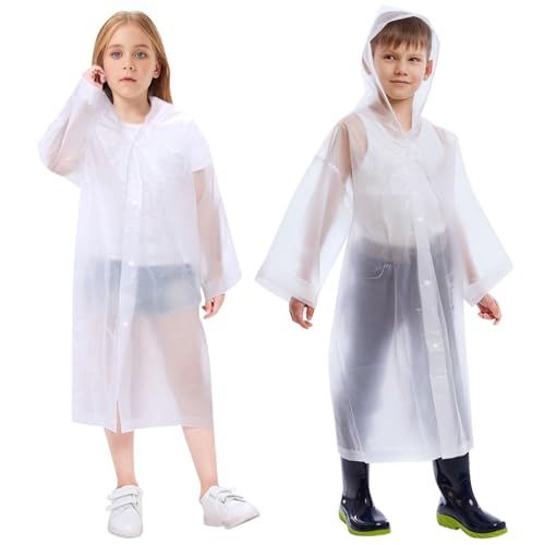 Vicloon Kinder Regenmantel, 2 Stück Regenponcho Kinder, Wiederverwendbar...