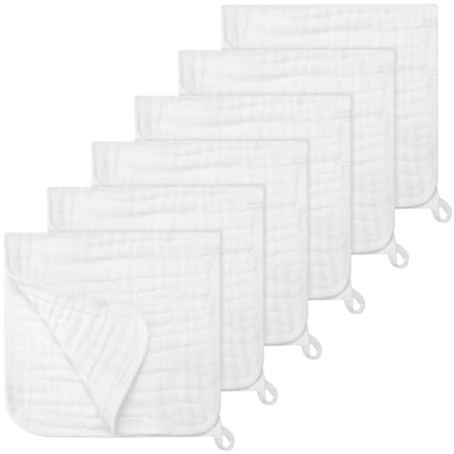 Image of Accmor 6 Pack Muslin Burp Cloths 100% Cotton 20''x10'' Large Extra Soft and Absorbent Baby Burping Cloth for Boys Girls