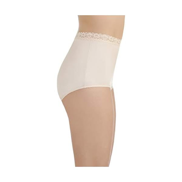 Vanity-Fair-Womens-Perfectly-Yours-Nylon-with-Lace-Brief-Panty-13060 Vanity Fair Women's Perfectly Yours High Waisted Brief Panties, Nylon-Rose Beige with Lace, 8