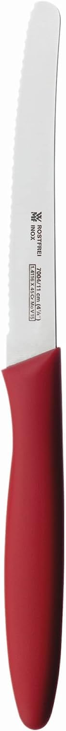 WMF Brotzeitmesser 23 cm, Brötchenmesser Doppelwellenschliff, Frühstücksmesser aus Spezialklingenstahl, Kunststoffgriff, rot