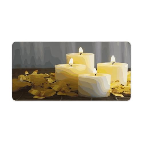 Yellow Butterfly con Velas Blancas Tapete para Escritorio Gran