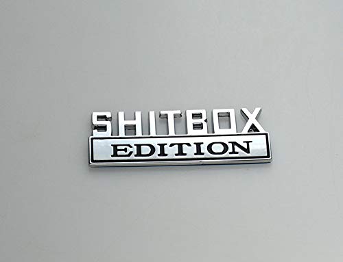 Image of 1x SHITBOX EDITION emblem 3D Fender Badge Decal Car Truck Replacement for Chevy Silverado 1500 2500 Chevrolet C10 C15 (Chrome Black)