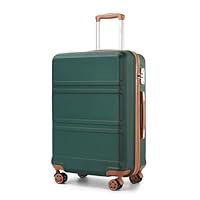Kono Suitcase Lightweight ABS+PC Hard Shell Hand Luggage Trolley Travel Cabin Carry-on with TSA Combination Lock and 4 Wheels (20, Green/Brown)