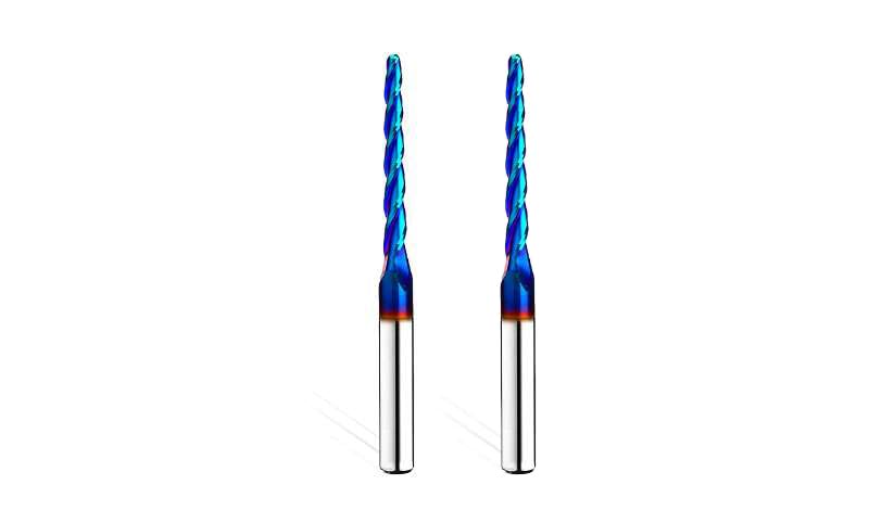 2 piezas de punta de bola de 1 grado cortador fresadora CNC fresadora espiral herramienta de fresado con revestimiento azul nano 18 diámetro de