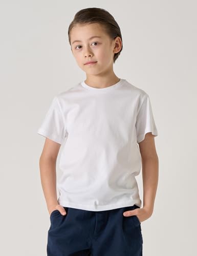 Image of LAPASA Boys & Girls Cotton T-Shirts 4 Pack Tagless Tees for 3T-13Y Kids K01 | Ribbed Crewneck & V Short Sleeve Undershirts for Toddlers and Teens. Soft, Breathable, Ideal for School /Daily Wear /Sport