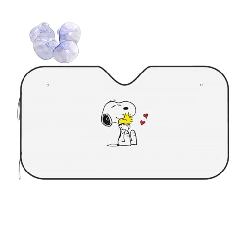 スヌーピー かわいい車用フロントシェード 汎用 S&M サイズ車中泊 遮熱紫外線対策日焼け防止 対応s