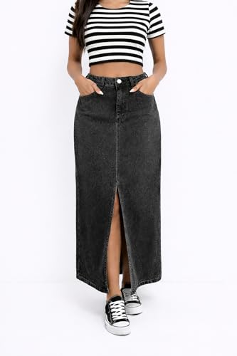 Image of ODDMONKEY Women High Waist Denim Skirt | Skirt for Women | Long Straight Fit Skirt |Long Skirt for Women