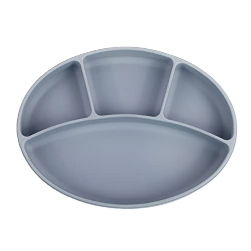Image of Project Escapian Baby Toddler Suction Plates Food-Grade Silicone with 4 Dividers BPA Free Microwave Dishwasher Safe, 9.1 inches