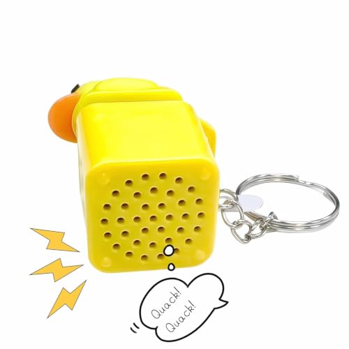Image of Quacking Duck Fidget Toy Keychain, Cute Yellow Duck Clicker With Sound & Light Effect, Squeaky Stress Relief Sensory Toy for Kids, Teens & Desk Play Gift