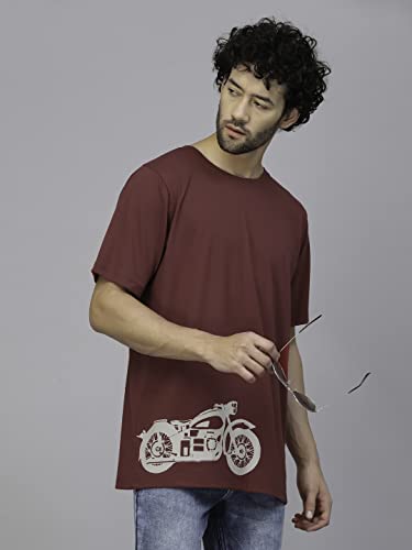 Image of Rigo Back Printed Half Sleeves Round Neck Oversized T-Shirt for Men | Drop Shoulder T-Shirt for Men | Loose Baggy Fit T-Shirt for Men