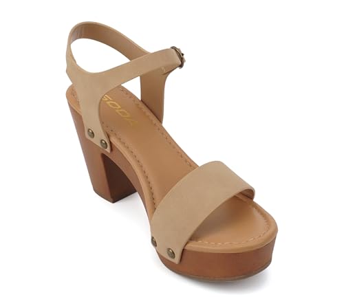 Image of Soda CHIVAS ~ Women's Bold Buckles Studded Wedge Sandal