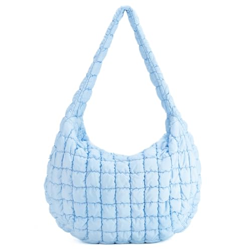 Image of Puffer Tote Bag For Women Quilted Crossbody, Lightweight Puffy Purse Large Hobo Puff Shoulder Handbags