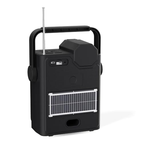Image of Toreto 20W High Bass BT Speaker, Up to 8 hrs of Playtime, BTv5.0, Solar Charging Multi Functional with AUX /USB /TF Card /FM with Flash Light & 2000 mAh Battery (Solar Beatz, Black)