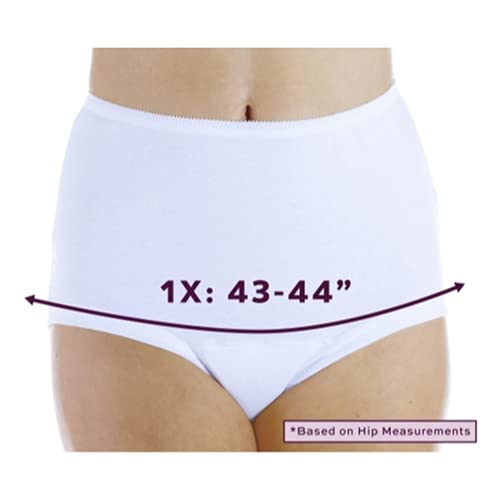 1-Pack Women's White Banded Leg Incontinence Panties 1X (Fits Hip 43-44") #TOP1