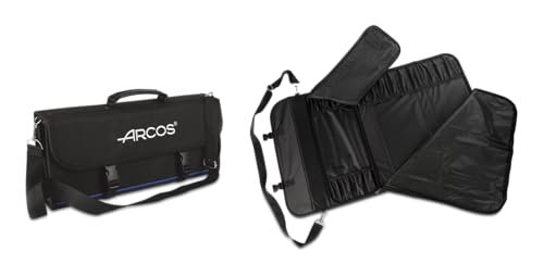 ARCOS Bolsa para 17 Cuchillos de Cocina en Poliester. Bolsa Portacuchillos con Asa y Correa para Organizar y Transportar Utensilios de Cocina. 730 x 510 Mm. Color Negro