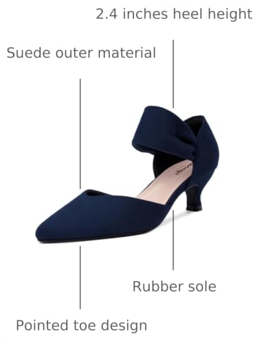 Image of RIBONGZ Kitten Heels for Women Closed Toe Comfortable Low Heels Pointed Toe Sexy Slip on Pumps Bridal Party Dressy Shoes