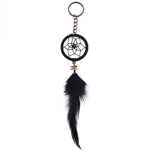 Preisvergleich Produktbild Csheng Traumfänger Schlüsselbund Schwarz Besonderes Schlüsselanhänger Handgemacht Hängende Dekoration Für Schlüssel Telefon Handtasche Auto Geldbörse Gefieder Perlen Mode SüBoho Dauerhaft