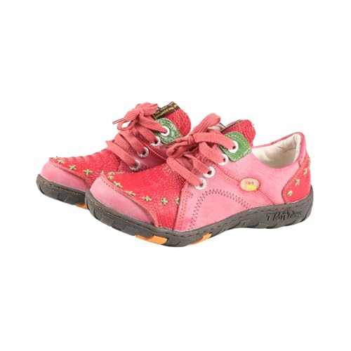 TMA EYES Women's Lace up Flat Leather Shoes With Patchwork Leather Design And Anti Slip Sole3