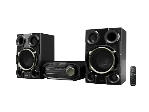 Roxel Roar Reproductor de CD Mini sistema Hi-Fi, altavoces de 100 W, transmisión BT, reproducción de MP3 USB, radio FM, compatible con CD/CD-R/RW, entrada auxiliar, toma de auriculares, control