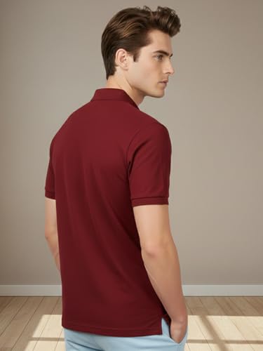 Image of Lux Cozi Men's Cotton Solid Polo Tshirt | Collar Tshirts | Half Sleeves | Stylish & Premium All Day Wear | Pack of 1