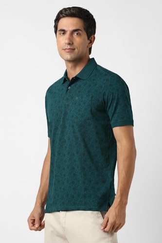 Image of Peter England Men's Cotton Abstract Floral Print Polo T-Shirt - Casual Wear | Stylish & Breathable