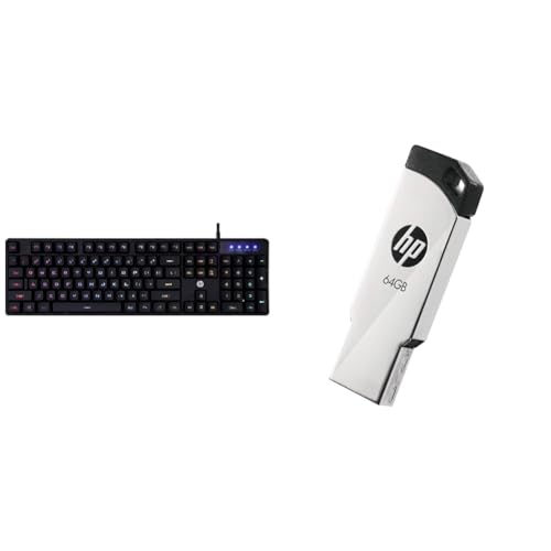 Image of HP K300 Backlit Membrane Wired Gaming Keyboard with Mixed Color Lighting, 4 LED Indicators, Matte Fi