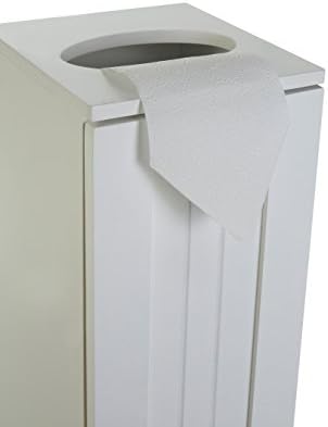 Premier Housewares 1600950 Toilet Roll Holders / Storage White Wood / Stand For 5 Rolls 20 x 20 x 65