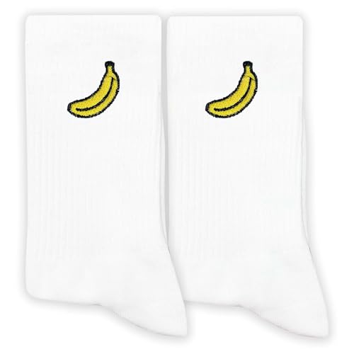 GRXXPIP Banana Embroidered Socks for Men&Women Cute Fruit Socks Gift for Birthday Christmas Fruit Lovers Gifts.(259)