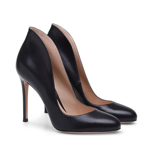 Womens Comfort Round Toe Stiletto Heels Pumps, Classic Solid Color Slip-on Dressy Court Shoes, Fashion Closed Toe Work Prom Wedding High Heels