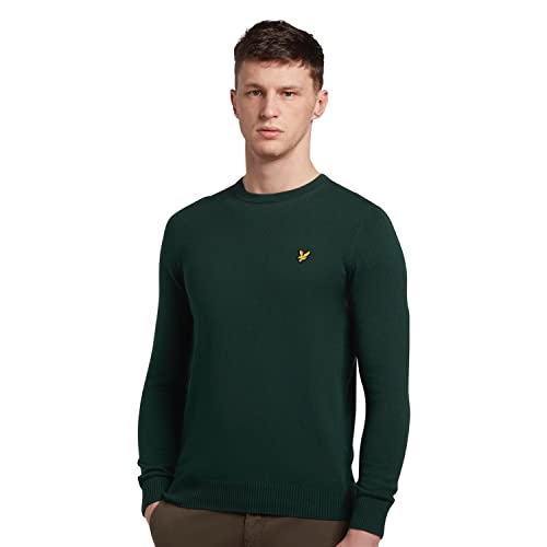 Misto cotone e lana merino Lyle & Scott Uomo Maglia Girocollo in Cotone Merino Verde Scuro XXL