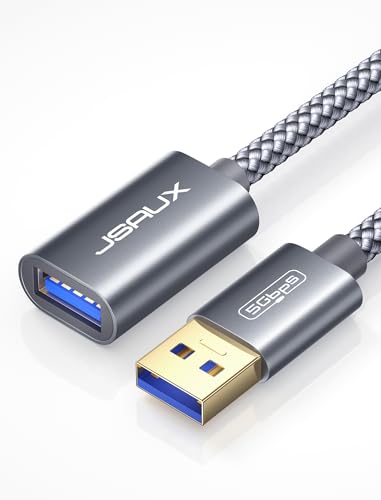 JSAUX USB 3.0 Extension Cable 2M, 5Gbps High Speed Data Transfer USB A Male to A Female USB Extender Cable, USB Extension Lead Compatible with Printer,Scanner,Camera,Card Reader,USB Disk,Keyboard-Grey