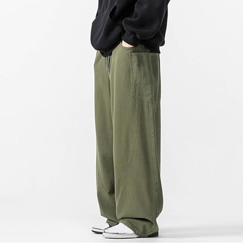 Men's Casual Long Pants Elastic Waist Wide Leg Pants with Pockets Trendy Lightweight Baggy Drawstring Athletic Pants3