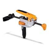 BORA Auto-Adjust In-Line Dog Clamp mit geteiltem Dog-Peg, 360° Drehbasis, 75 mm Spannweite, 11–250 kg Spannkraft – Gehärteter Stahl-Schubstift – Passend für 20 mm & 3/4 Lochplatten