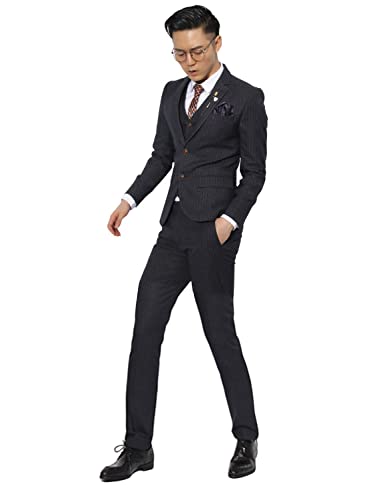 Costume à rayures de costume haut de gamme coupe ajustée pour homme d'affaires