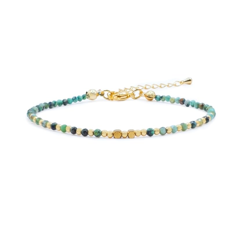 Zierliches Naturstein Armband Boho Stil Perlenarmband Damen Edelsteinperlen | Farbige 3mm Facettierte Perlen, Verstellbar & Stapelbar, Boho Style Freundschaftsarmband, Schmuckbeutel inklusive