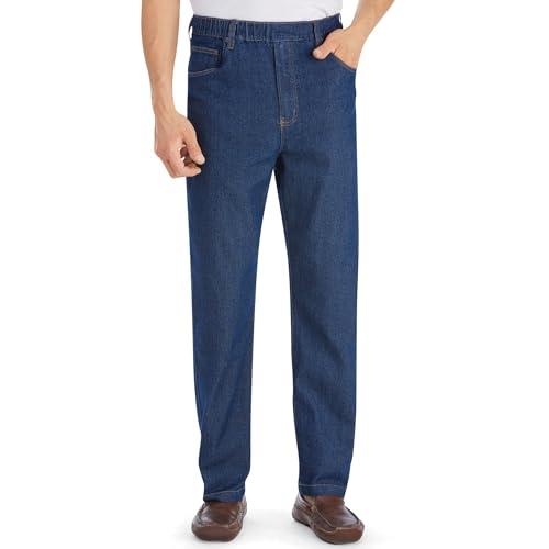 Collections Etc Men's Classic Denim Styling Cotton Pull-On Jeans - Main Image