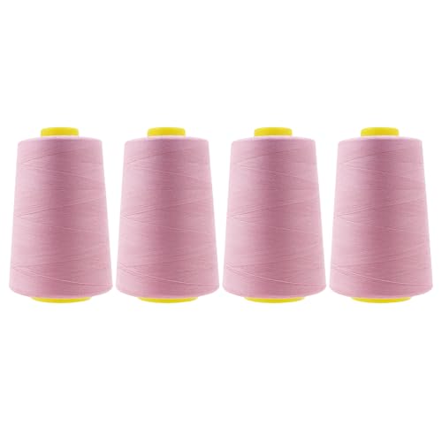 Opiniones y reviews de Hilos de acolchar del mes. 40 Mandala Crafts 4 paquetes de carretes de hilos para serger - 40S/2 22000 m de hilo de poliéster color rosa polvoriento para máquinas serger y de overlock para acolchado y costura