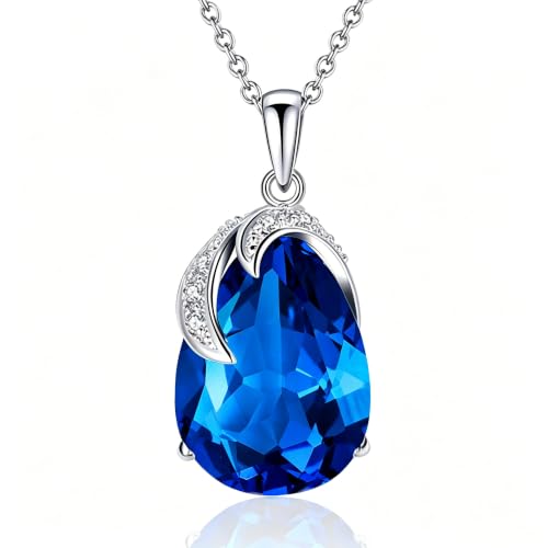 VONSSY Collier pendentif ovale en forme de poire en forme de larme | Collier de pierre de naissance cristaux rubis émeraude saphir