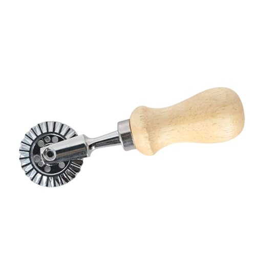Rueda cortadora de raviolis, cortador de repostería con mango de madera, cortador de raviolis, diseño de ranura de rueda, accesorios únicos de pasta, cortador de rueda de repostería, rueda de corte de